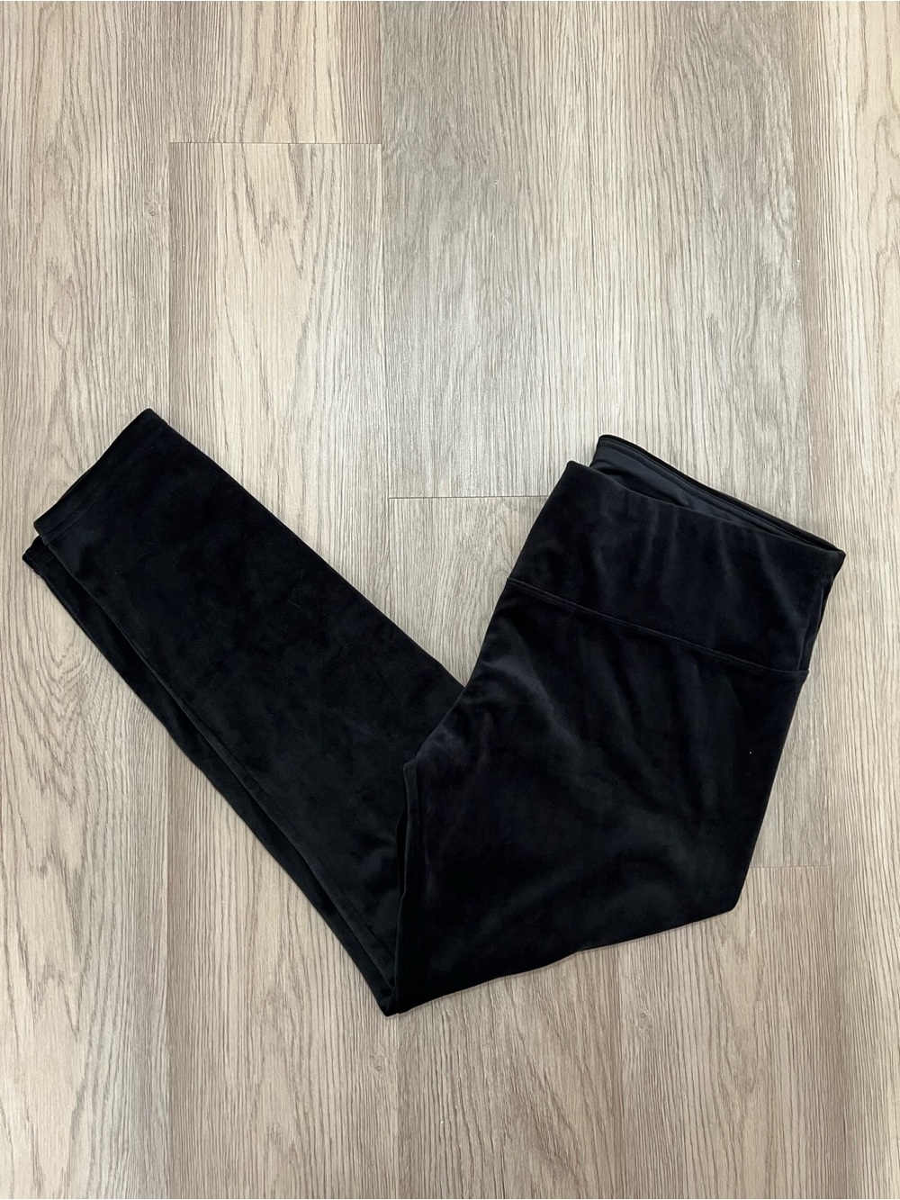 Time and Tru Black Velour Velvet High Rise Leggings Size XXXL (22)